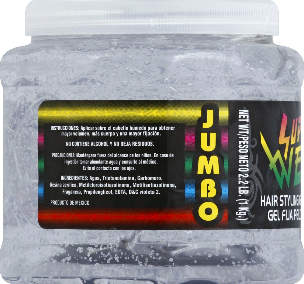 Super Wet Hair Styling Gel, Maximum Hold, Transparent, Jumbo