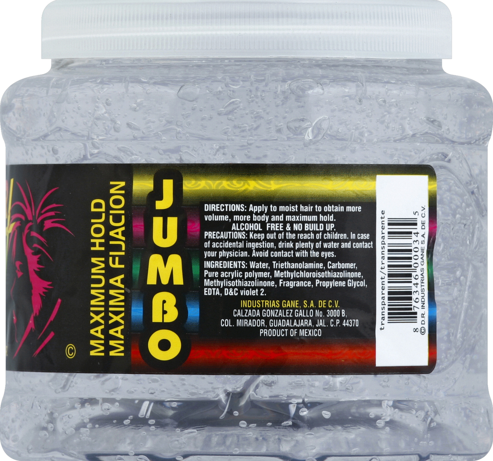 Super Wet Hair Styling Gel, Maximum Hold, Transparent, Jumbo