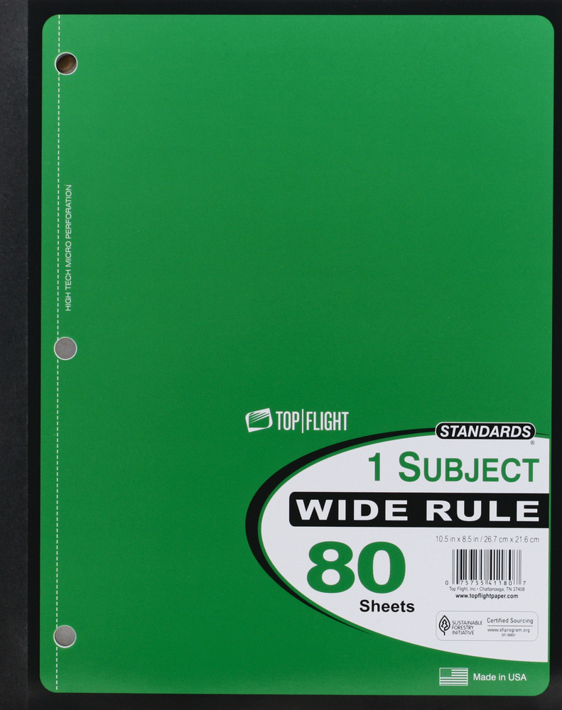Top Flight Standards Notebook, Subject