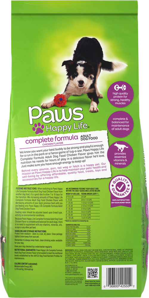 Paws Happy Life Complete Formula Adult Chicken Flavor Dog Food