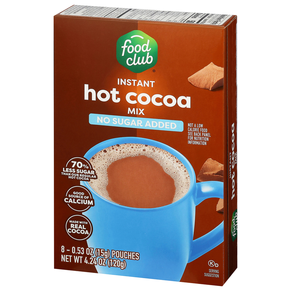 Food Club Hot Cocoa Mix, No Sugar Added, Instant