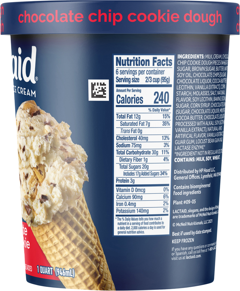 Lactaid Lactose Free Chocolate Chip Cookie Dough Ice Cream