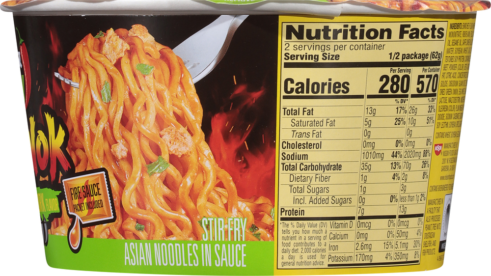 Nissin Fire Wok Noodles, Sizzlin Rich Pork Flavor, Hot & Spicy