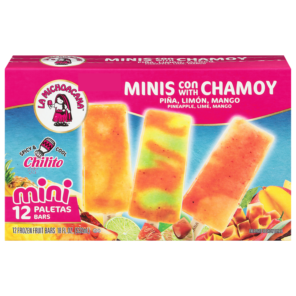 La Michoacana Frozen Fruit Bars, Pineapple, Lime, Mango, Minis