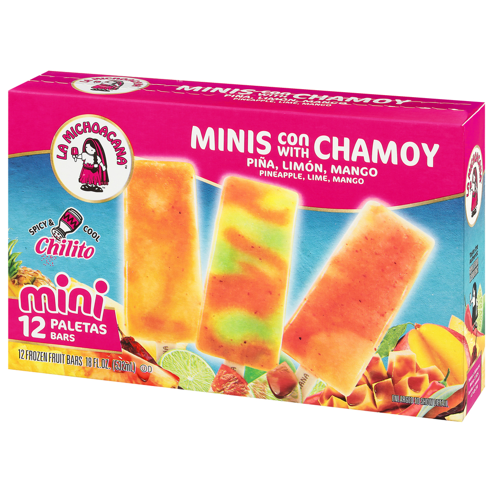 La Michoacana Frozen Fruit Bars, Pineapple, Lime, Mango, Minis