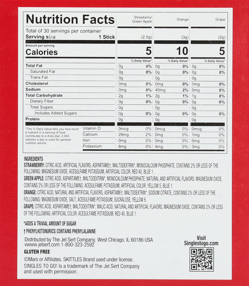 Skittles Zero Sugar Assorted Drink Mixes