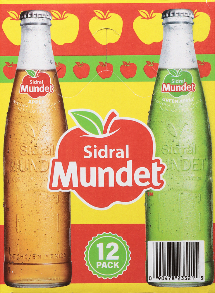 Sidral Mundet Soda, Apple & Green Apple, 12 Pack