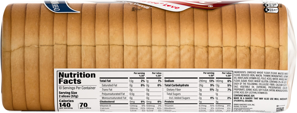 Saraページ Sara Lee Whole Grain White Bread