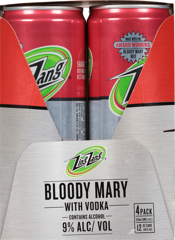 Zing Zang Bloody Mary, with Premium Vodka, Amazing, 4 Pack