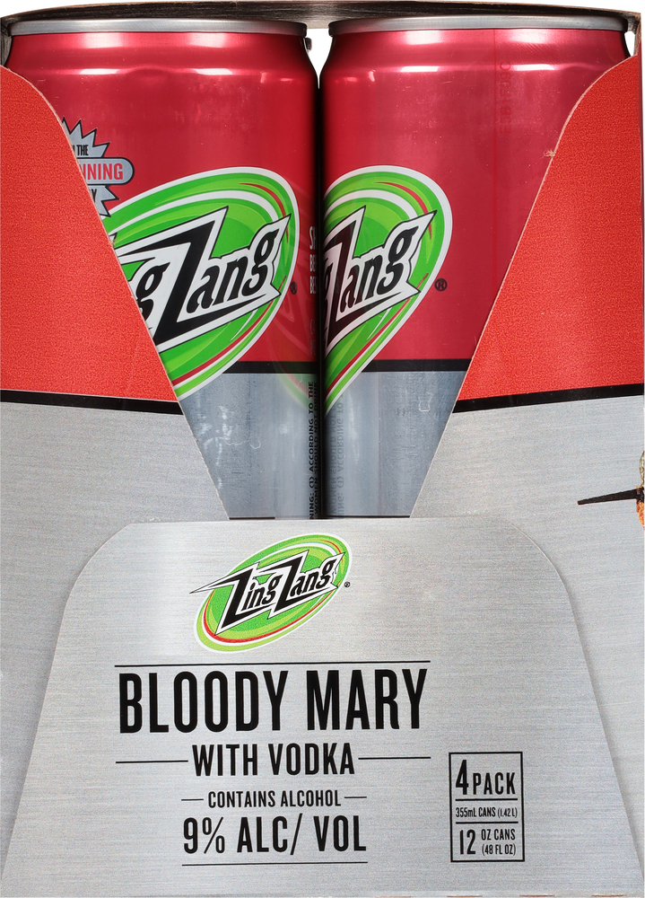 Zing Zang Bloody Mary, with Premium Vodka, Amazing, 4 Pack