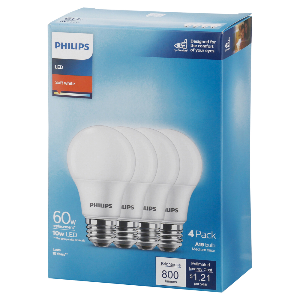 Philips Light Bulbs, LED, Soft White, 10 Watts, 4 Pack
