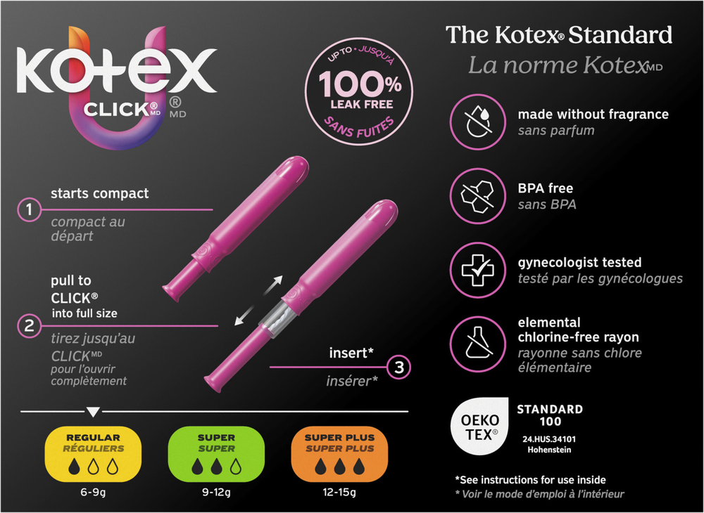 U by Kotex Click Compact Regular Unscented Tampons