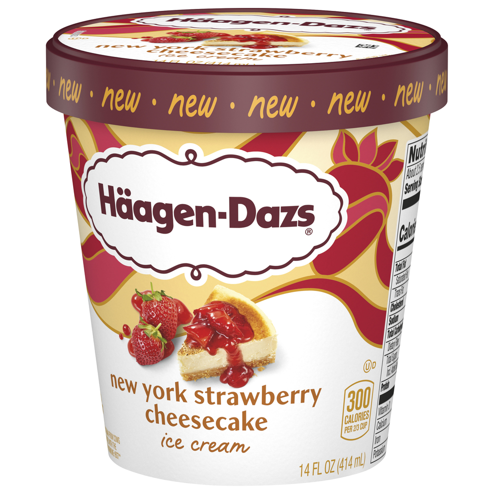 Haagen-Dazs Ice Cream, New York Strawberry Cheesecake, 14 fl Oz