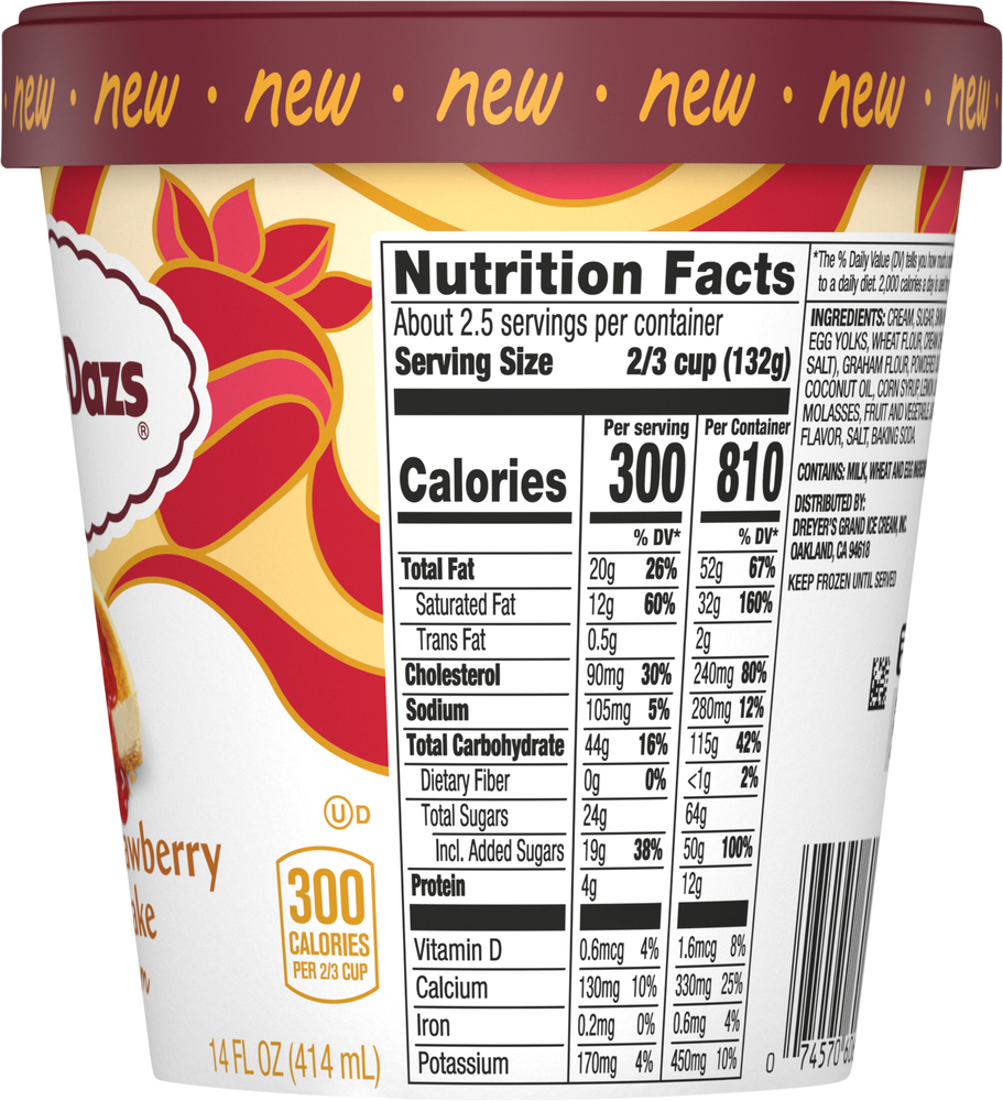 Haagen-Dazs Ice Cream, New York Strawberry Cheesecake, 14 fl Oz