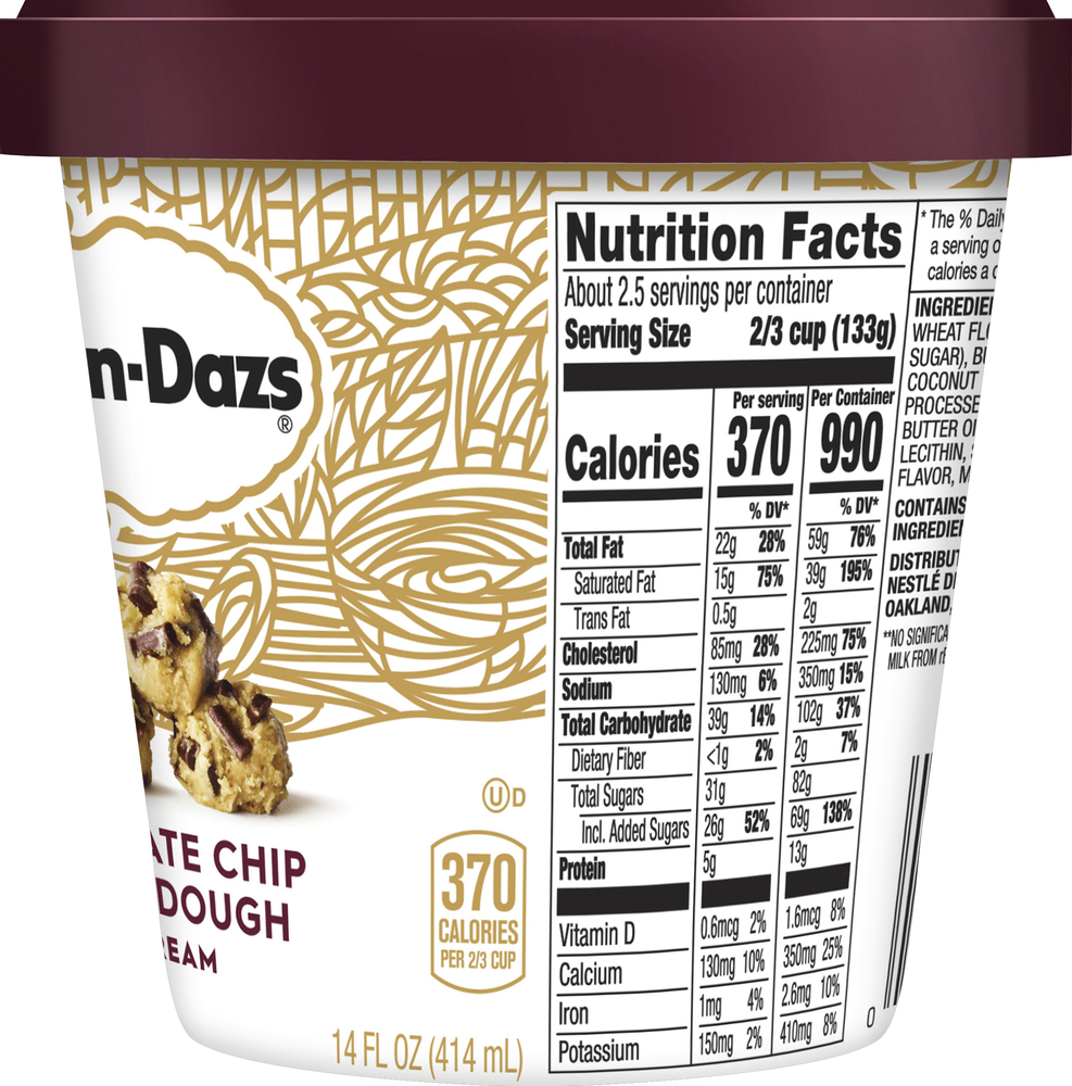 Haagen-Dazs Ice Cream, Chocolate Chip Cookie Dough