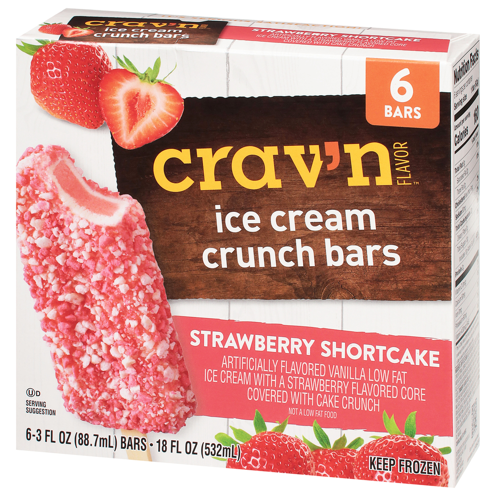 Crav'n Flavor Ice Cream Crunch Bars, Strawberry Shortcake