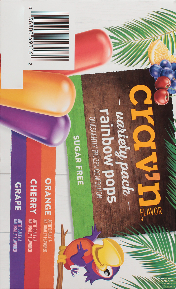 Crav'n Flavor Rainbow Pops, Sugar Free, Orange/Cherry/Grape