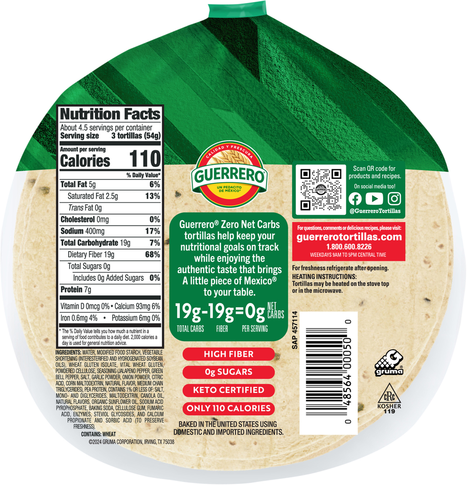 Guerrero Zero Net Carbs Jalapeno Tortillas