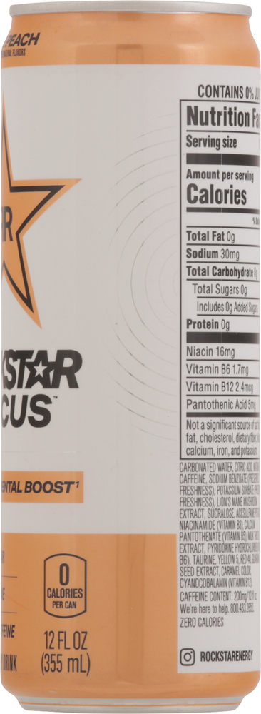 Rockstar Focus White Peach Sugar Free Energy Drink