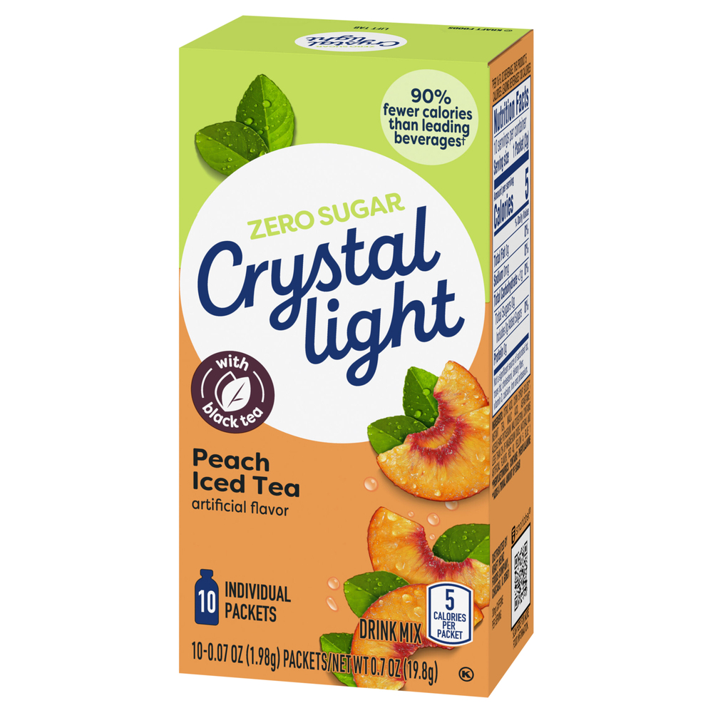 Crystal Light Packets Zero Sugar Peach Iced Tea Drink Mix