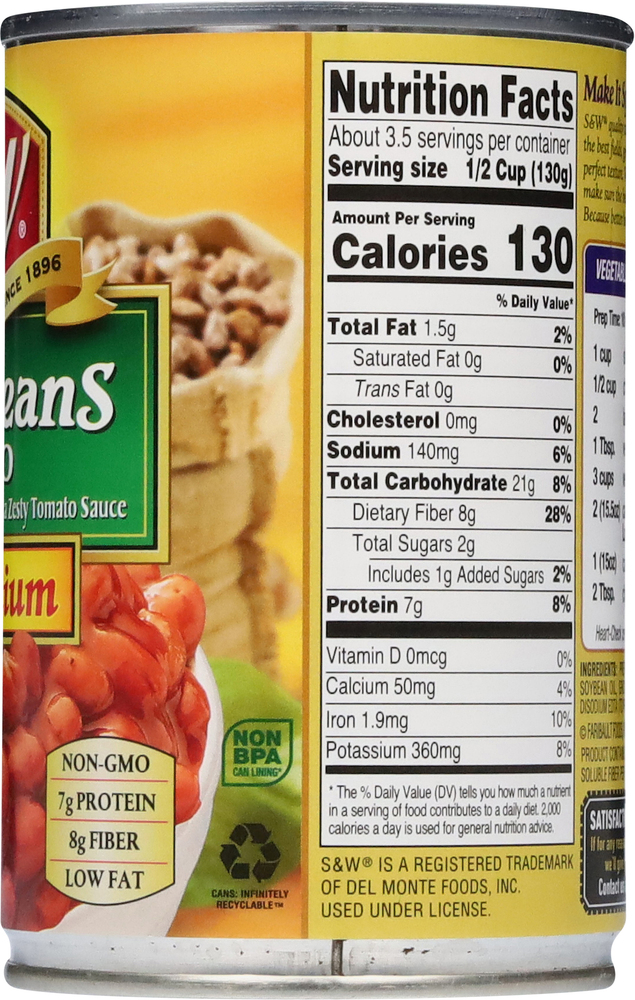 S&W Chili Beans, Pinto, Low Sodium