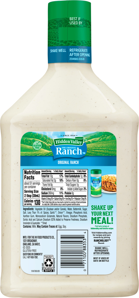 hidden valley ranch dressing ingredients Hidden Valley The Original Ranch Topping & Dressing - 24 Fluid Ounce