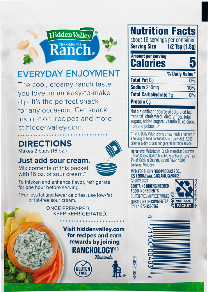 Hidden Valley The Original Ranch Dips Mix, Thick & Creamy