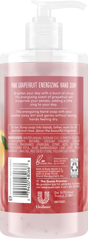 Suave Essentials Hand Soap, with Aloe, Pink Grapefruit, Energizing