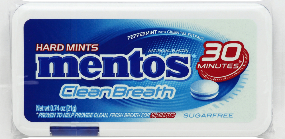 Mentos Clean Breath Hard Mints, Sugarfree, Peppermint