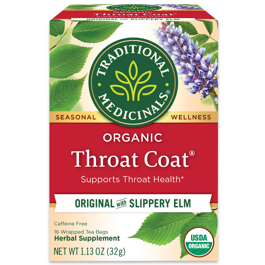 Traditional Medicinals Throat Coat, Organic, Original with Slippery Elm, Caffeine Free, Tea Bags-Hero