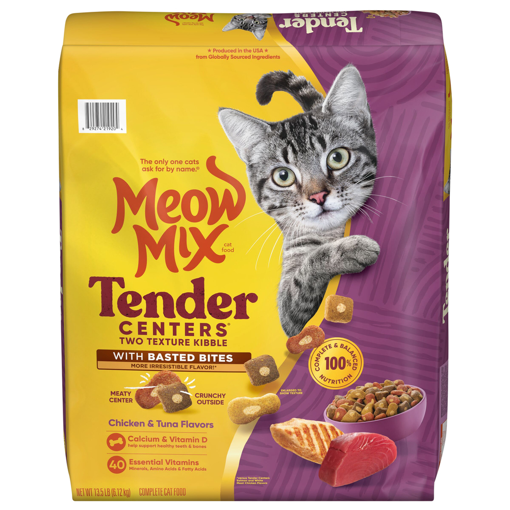 Meow Mix Tender Centers Cat Food, with Basted Bites, Chicken