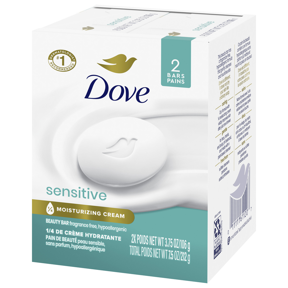 Dove Beauty Bar, Hypoallergenic, Fragrance Free, Sensitive