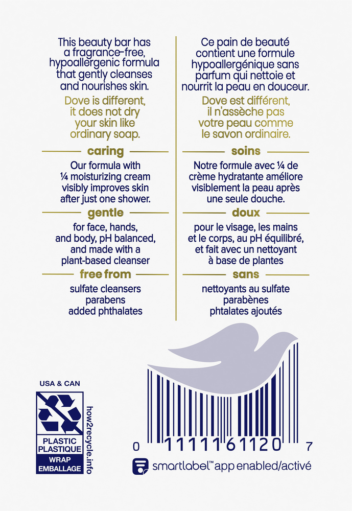 Dove Beauty Bar, Hypoallergenic, Fragrance Free, Sensitive
