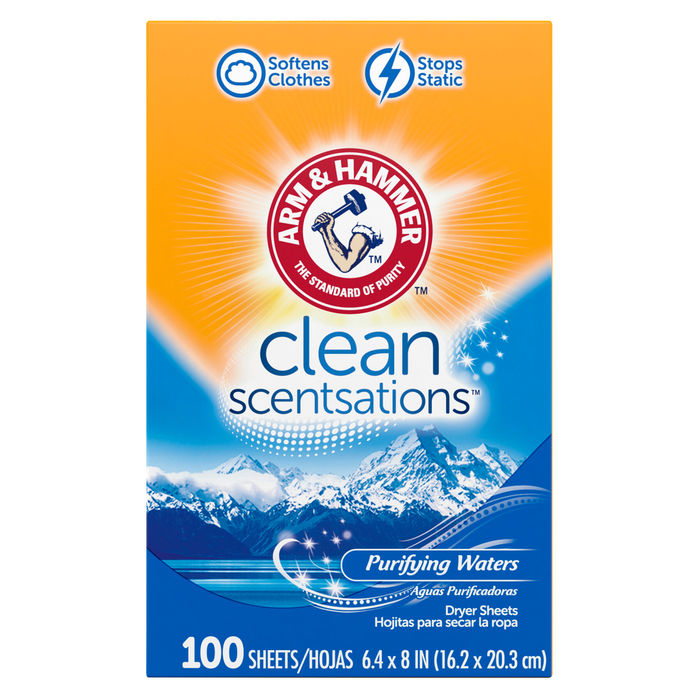 Arm & Hammer Clean Scentsations Dryer Sheets, Purifying Waters