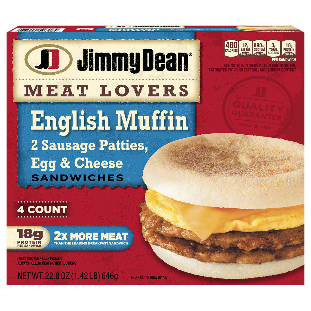 Jimmy Dean Sandwiches, English Muffin, Meat Lovers