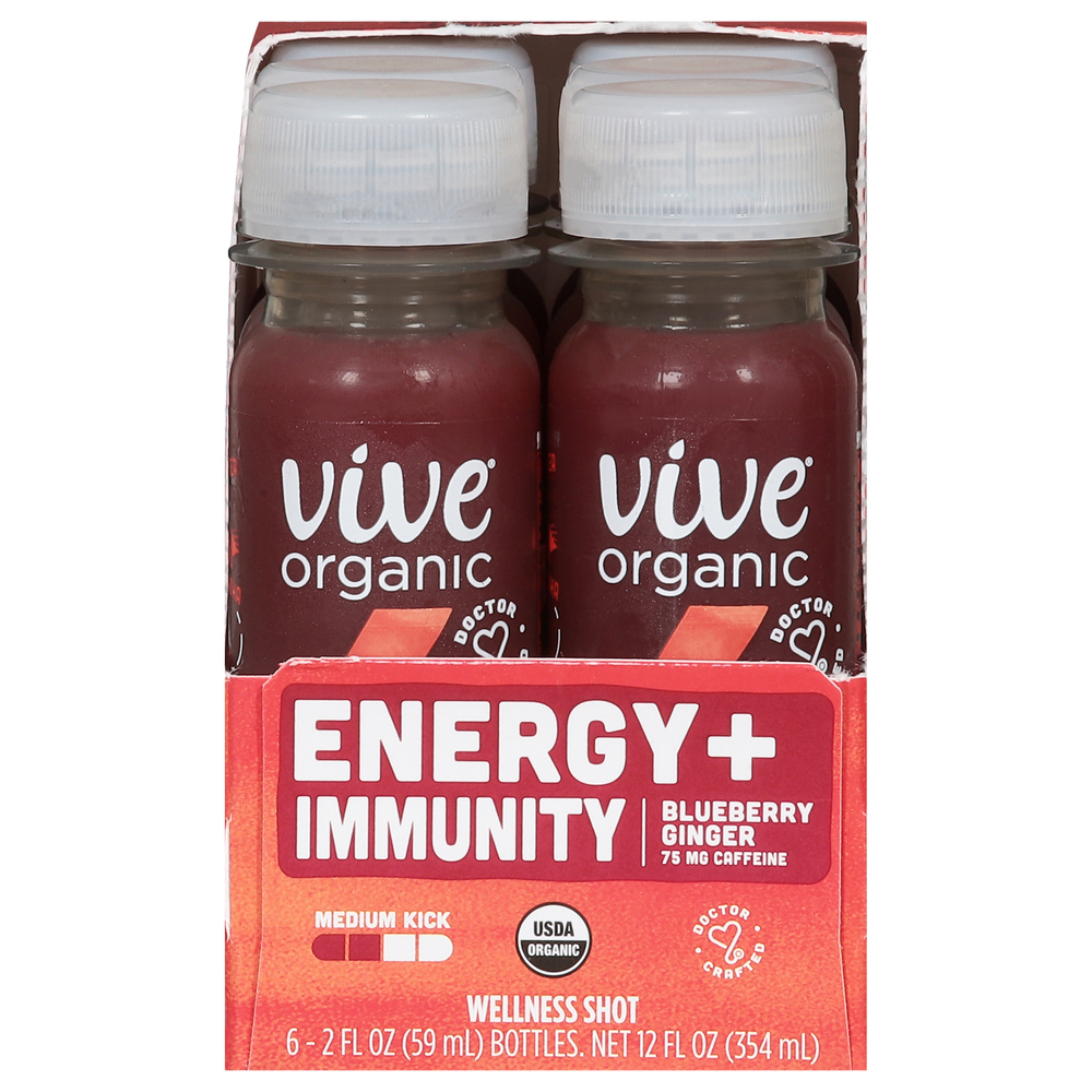 Vive Organic Wellness Shot, Blueberry Ginger, Energy + Immunity