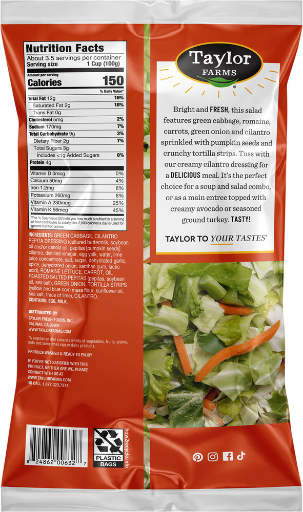 Taylor Farms Southwest Chopped Kit with Creamy Cilantro Dressing