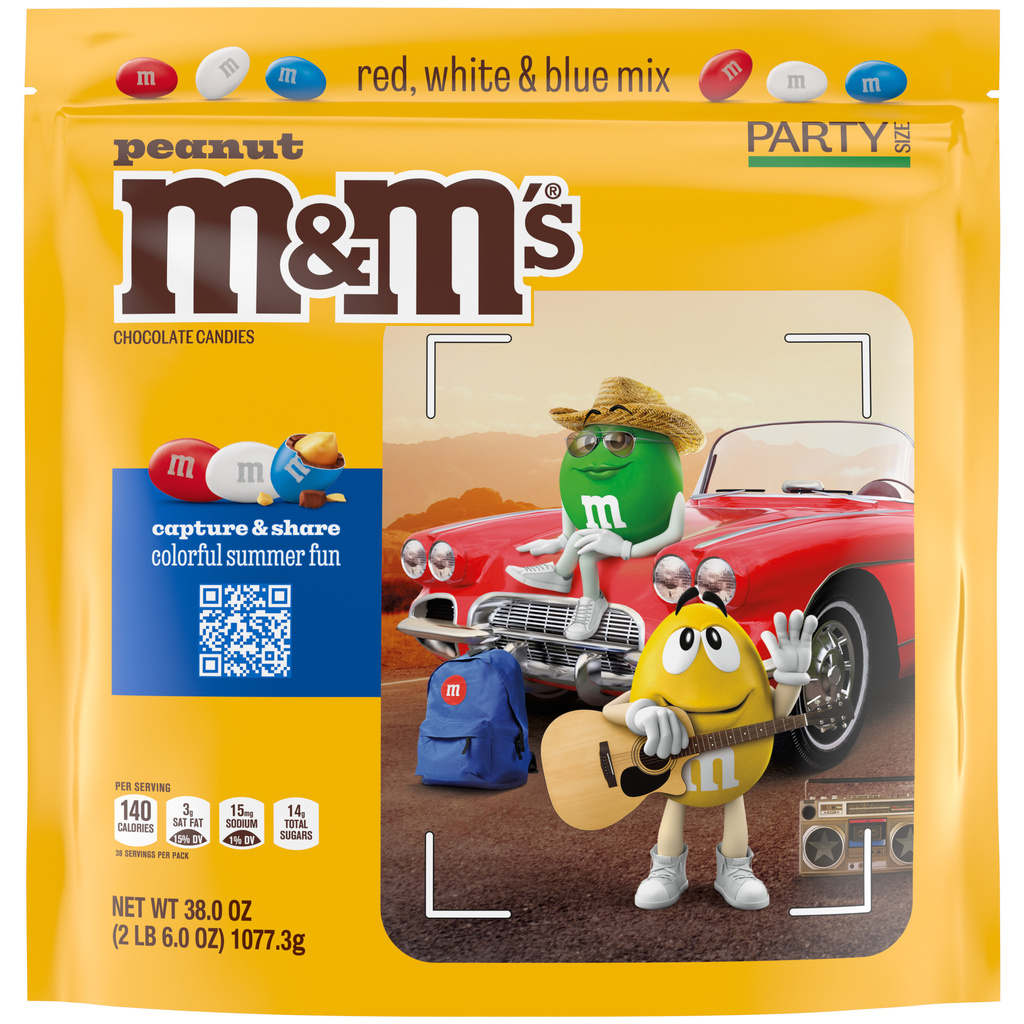 Mars M&M Peanut Stand Up Pouch Red White and Blue