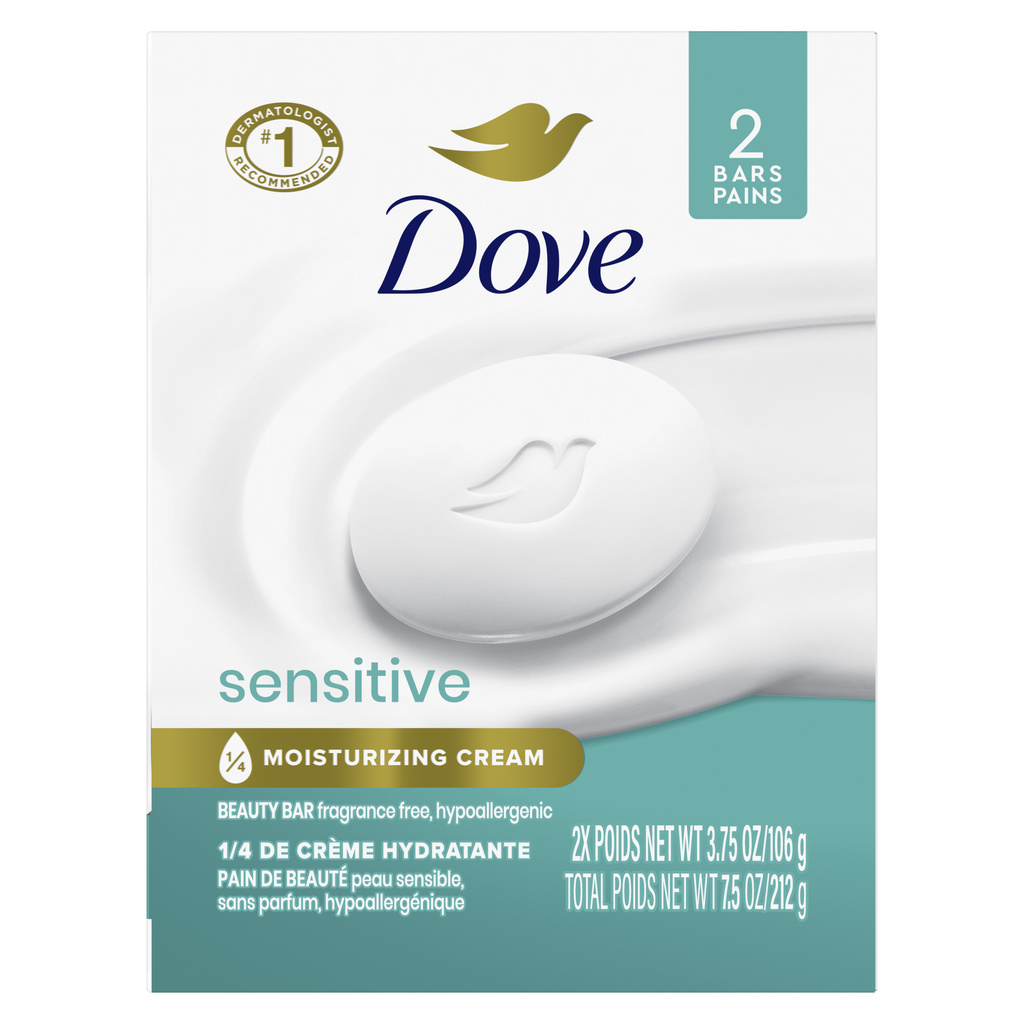 Dove Beauty Bar, Hypoallergenic, Fragrance Free, Sensitive