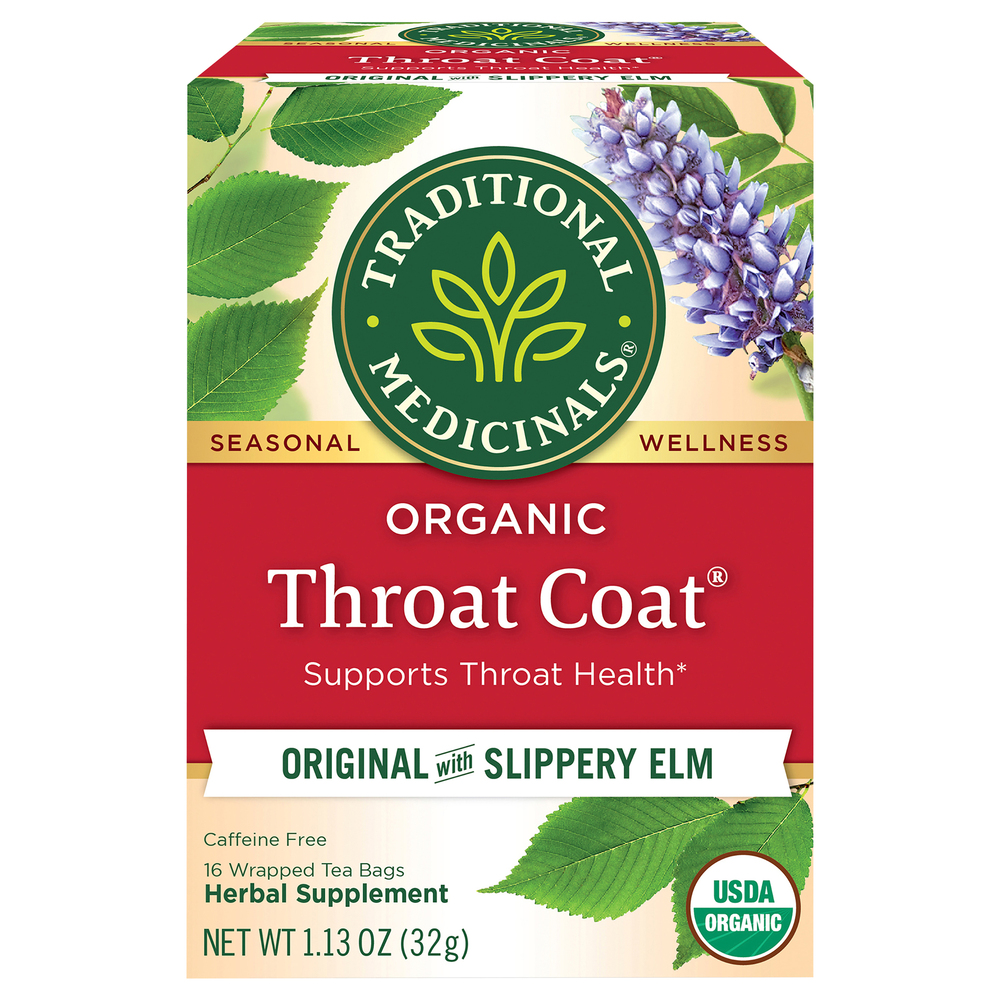 Traditional Medicinals Throat Coat, Organic, Original with Slippery Elm, Caffeine Free, Tea Bags-Main
