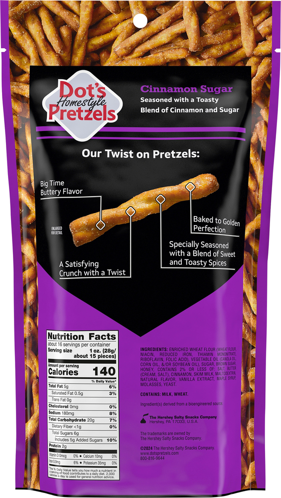 Dot's Homestyle Pretzels Seasoned Cinnamon Sugar Pretzel Twists