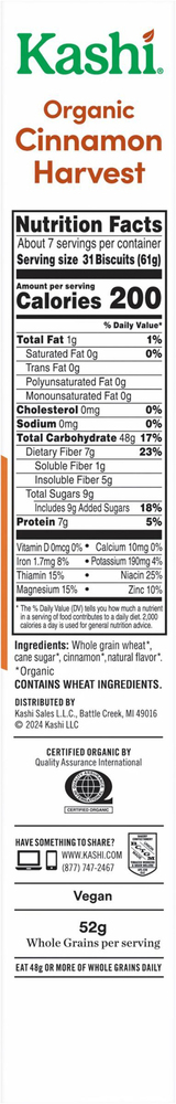 Kashi Organic Cinnamon Harvest Cereal