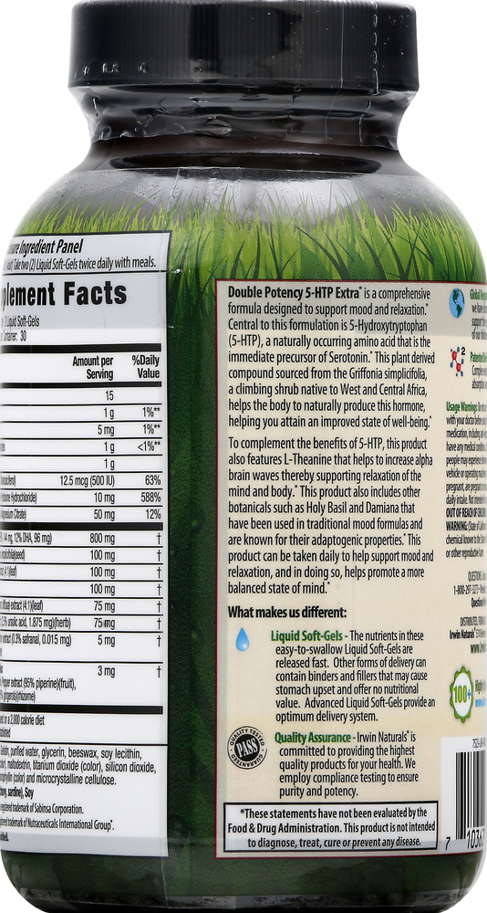 Irwin Naturals 5-HTP Extra, Double Potency, Liquid Soft-Gels