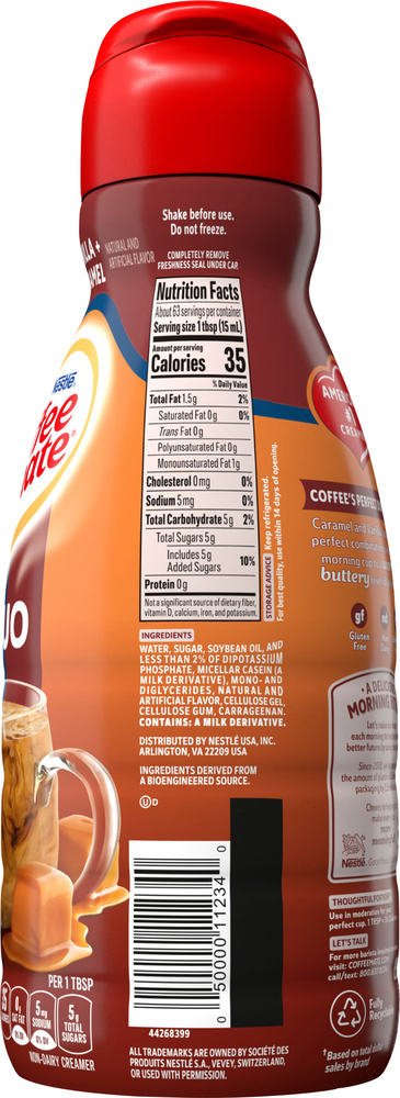 Coffee-Mate Creamer, Non-Dairy, Vanilla + Caramel, Duo
