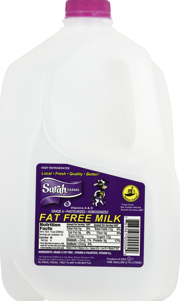 Sarah Farms Milk, Fat Free