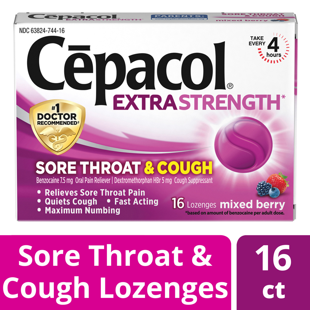 Cepacol Sore Throat & Cough, Extra Strength, Lozenges, Mixed Berry