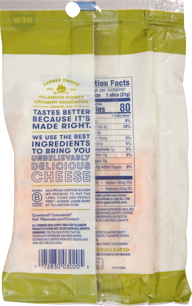 Tillamook Cheese, Spicy Colby Jack, Slices