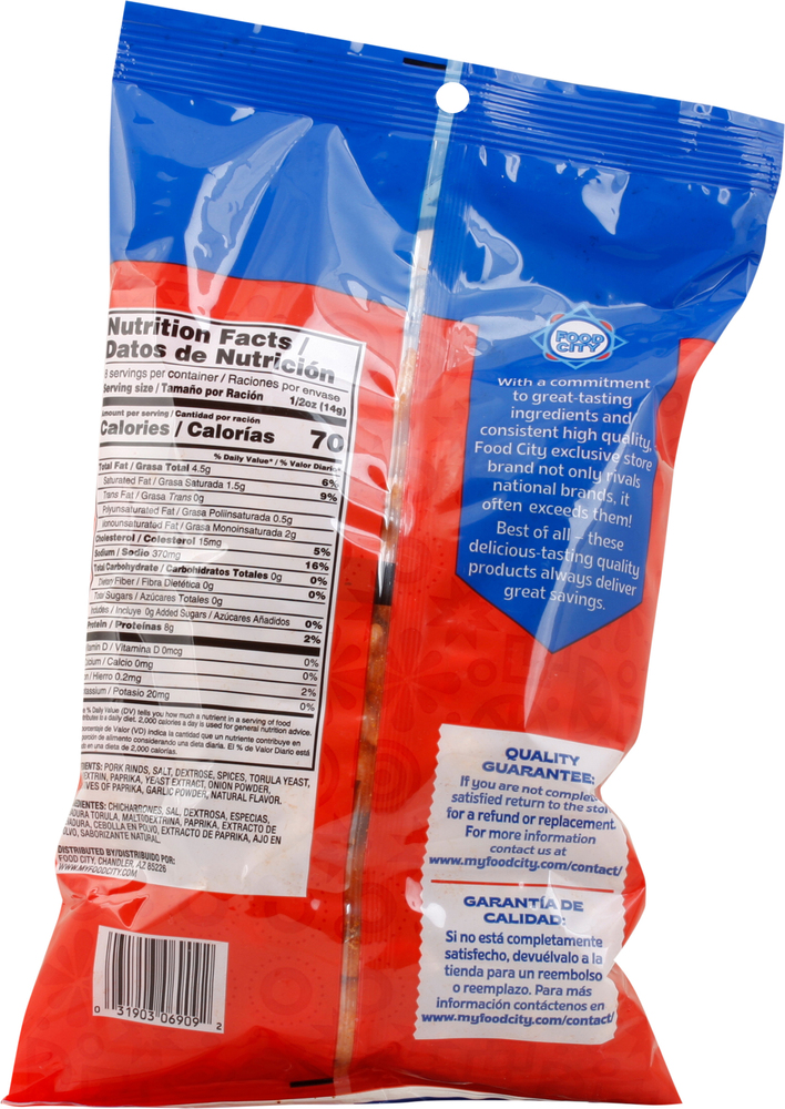 Food City Chicharrones Hot 'n Spicy Pork Rinds-Planogram-Back