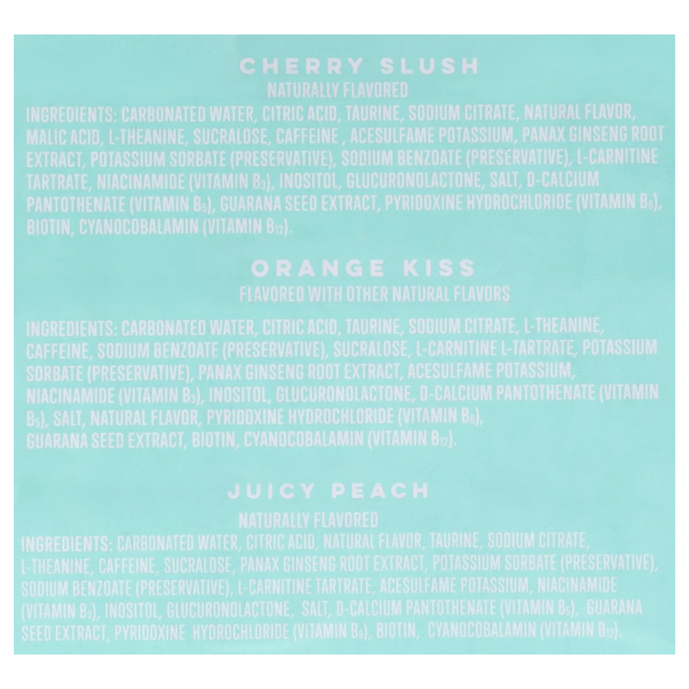Alani Nu Energy Drink, Cherry Slush/Orange Kiss/Juicy Peach, Mini