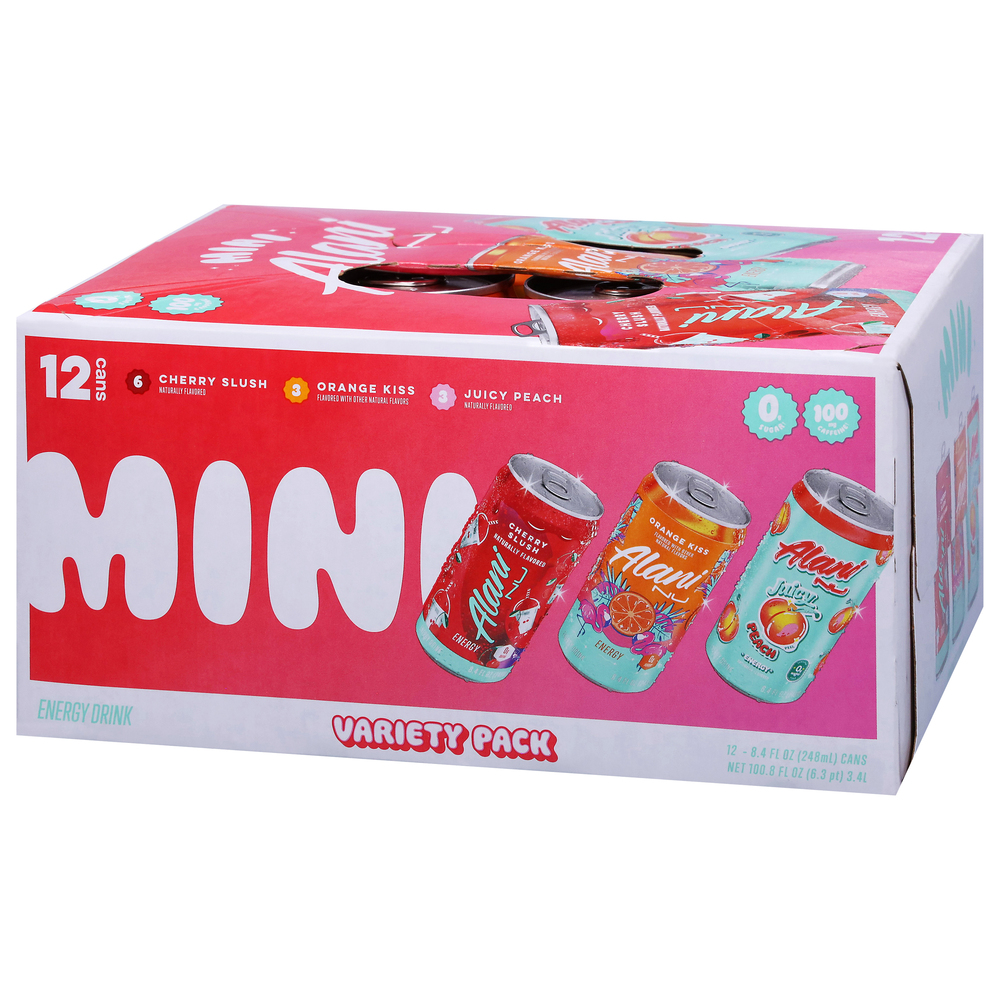 Alani Nu Energy Drink, Cherry Slush/Orange Kiss/Juicy Peach, Mini